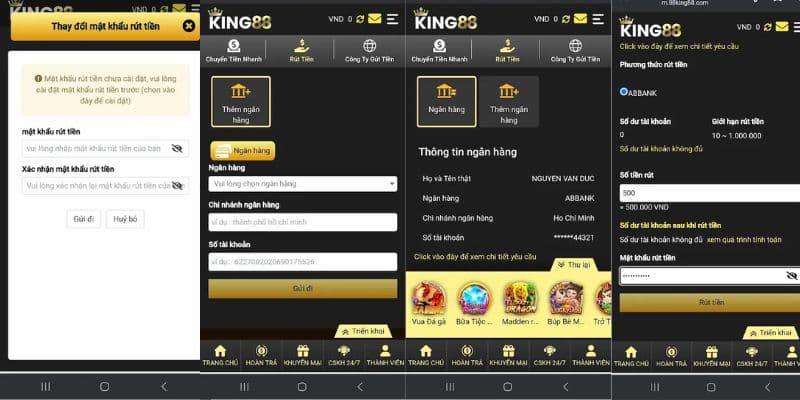 Đa dạng cách rút tiền KING88